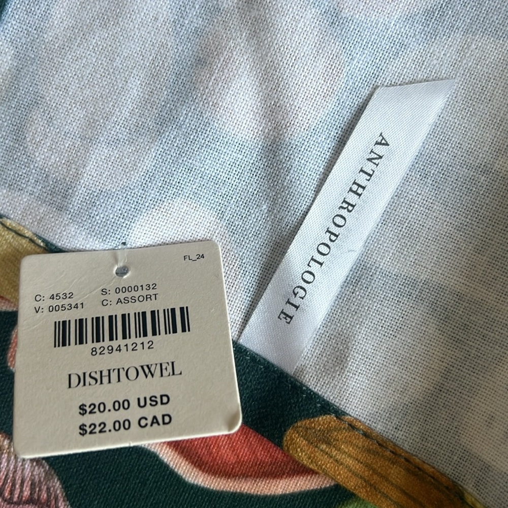 NWT Anthropologie Woodland Dish Towel Mushroom Print - Picture 3 of 5